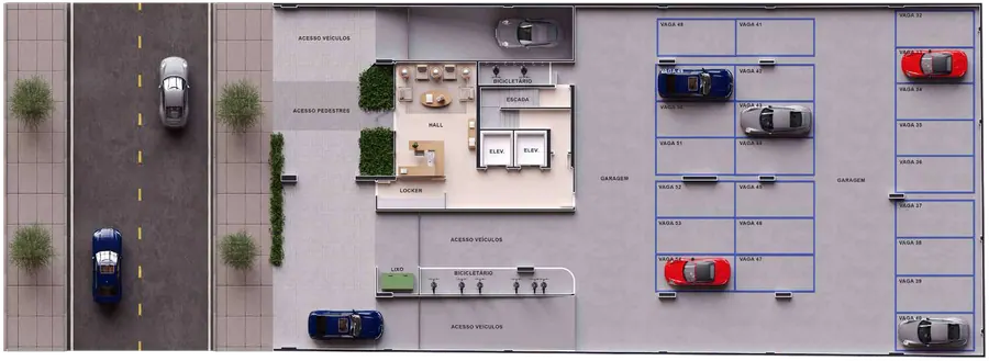 Planta em 3D — 1º pavimento · térreo