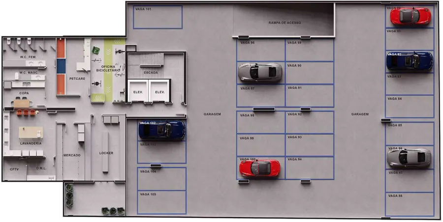 Planta em 3D — 3º pavimento